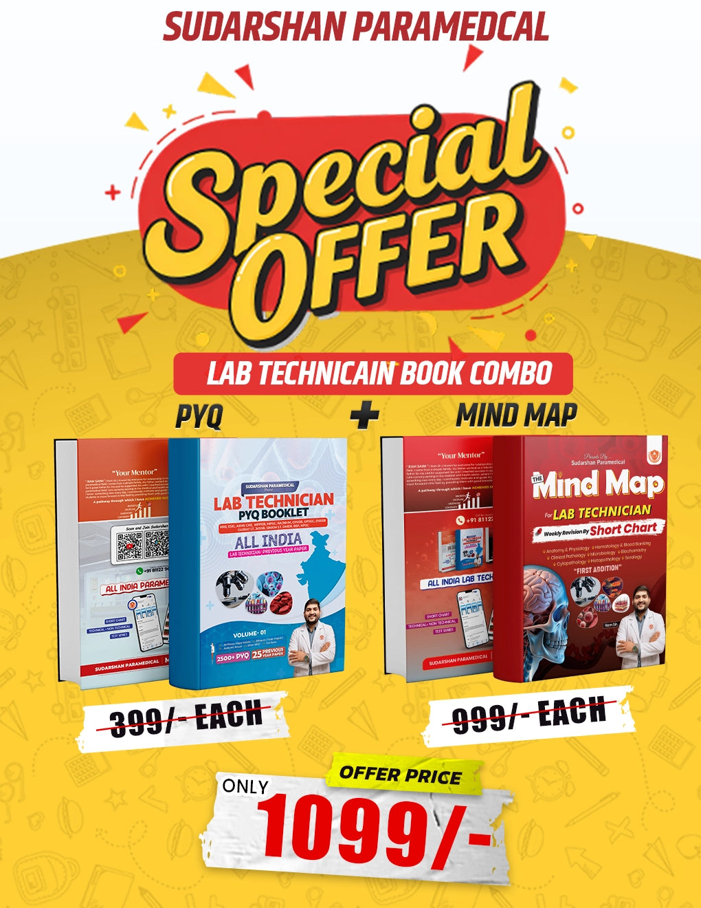 Lab Technician Ultimate Combo: PYQ Booklet + Mind Map Revision Book